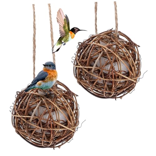 Milisten 2 Piezas Material De Nido De Pájaro Comedero para Pájaros para Exterior Bebederos para Pájaros Al Aire Libre Comedero para Pájaros a Prueba De Palomas Paro Cacatúa Pelota De Madera