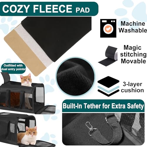 Cat-Dog-Pet-Carrier-for-Small-Medium-Cats-Puppies-up-to-15-LbsTSA-Airline-Approved-Carrier-Soft-SidedComfortableConvenientProtable-and-Breathable-Pet-Travel-Carrier-Removable-Fleece-Pad