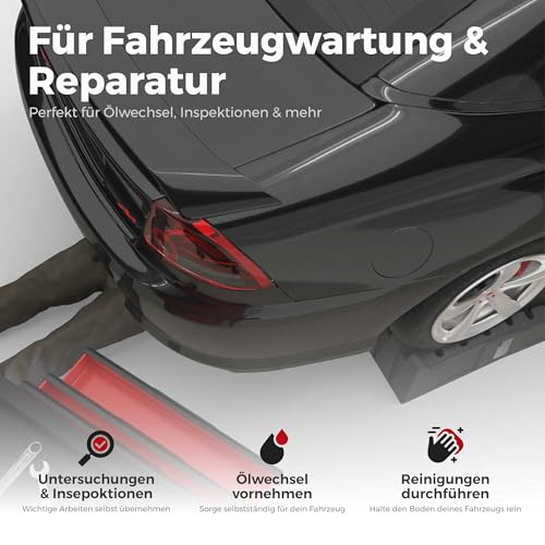 Auffahrrampe 2er Set für PKW, Auto & Anhänger – KFZ Rampe bis 5 Tonnen belastbar – Auffahrhilfe für Wohnmobil, Garage & Werkstatt – Hochbelastbar als Wagenheber-Alternative