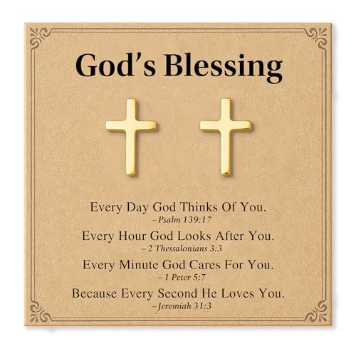Cross Earrings for Women Teen Girls, Christian Jewelry Religious Easter Gift with Meanningful Quote Card