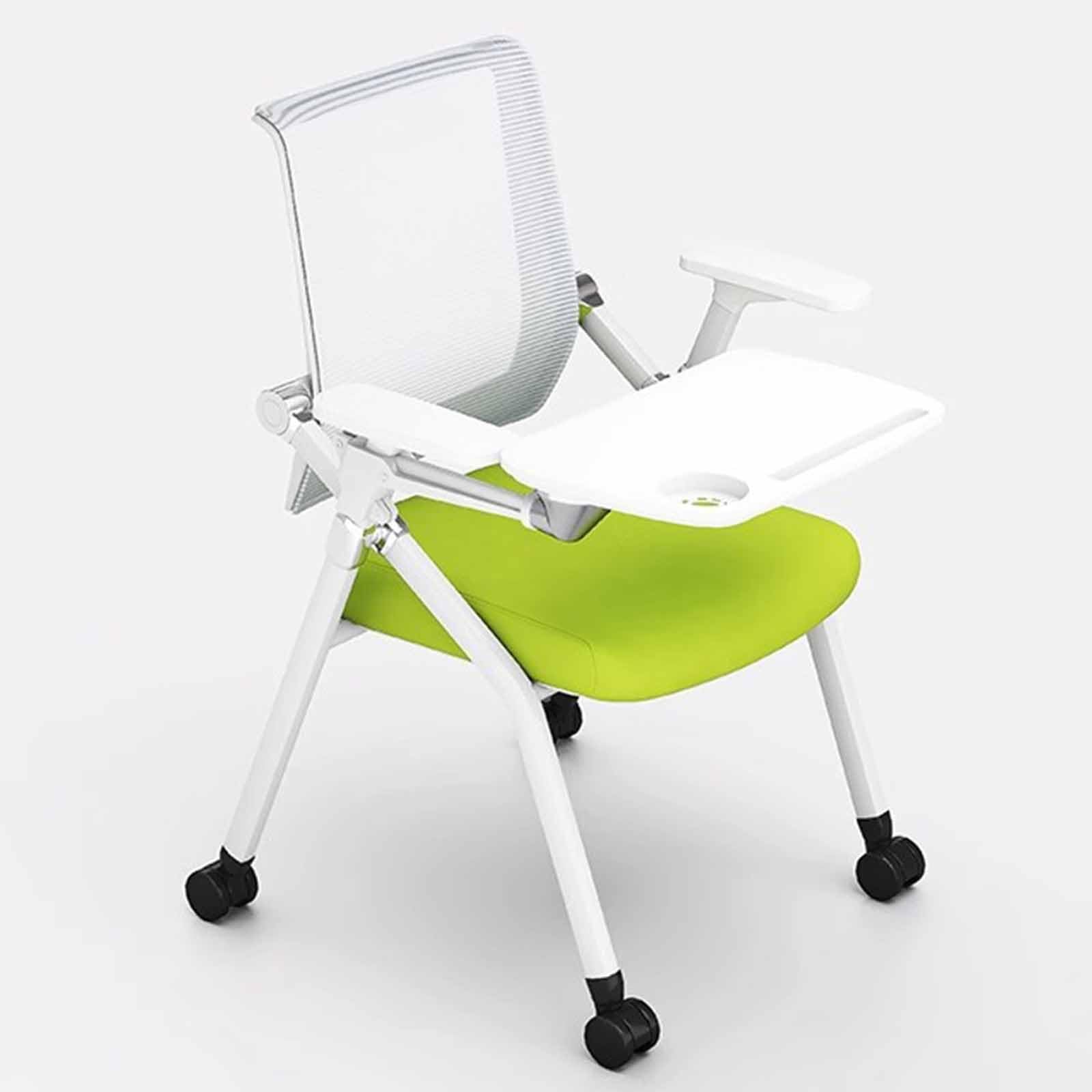 Training Chair With Table Foldable Office Chair Backrest Chair Training Institution Chair Company Conference Chair(Green,B)
