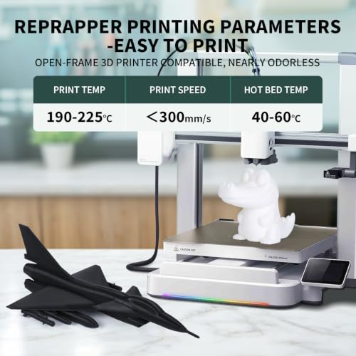 Image of RepRapper Black PLA Filament 1.75mm (±0.03mm), 6.6lb(3kg) Large Spool | Premium Easy-to-Print PLA Material, Smooth & Reliable Printing, Excellent Compatibility with Most FDM 3D Printers