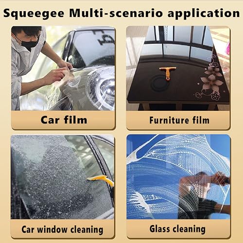 Image of Vinyl Wrap Tool Kit for Furniture & Window Film, 5Pcs Wallpaper Smoothing Tool Set with Edge Trimmer, Yellow TPR Squeegee, Retractable Utility Knife & Spray Bottle, DIY Peel and Stick Application