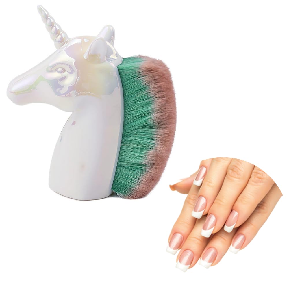 Unicorn Makeup Brush For Nail Art, Powder Foundation, Blush, Contour, Manicure, Rainbow Horse Big Brush For Face & Hands (White)