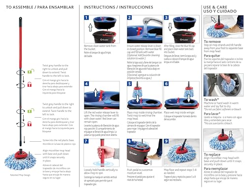 O-Cedar EasyWring RinseClean Sistema de Limpieza de Suelos con Cubo y fregona giratoria de Microfibra, Color Gris - imagen 19