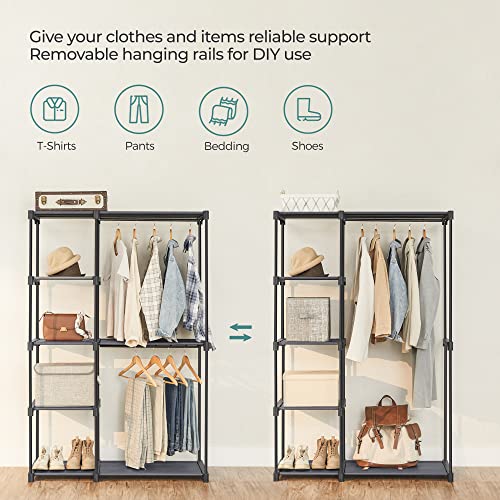 Image of SONGMICS Portable Closet, Freestanding Closet Organizer, Clothes Rack with Shelves, Hanging Rods, Storage Organizer, for Cloakroom, Bedroom, 44.1 x 16.9 x 65 Inches, Gray URYG024G02