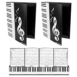 Porta Spartiti Musicali, Cartella Pieghevole Musicale A4 6 Pagine con Rilegatura a Spirale - Portaspartiti A4 Antiriflesso Scrivibile 180° Cartella per Spartiti Pianoforte Coro Nero 2 Pezzi