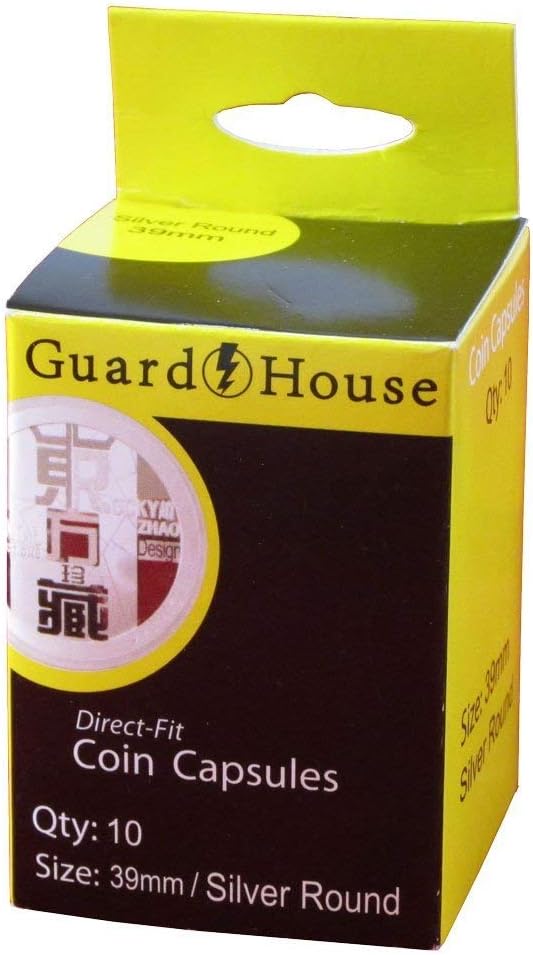 Guardhouse Box of 10 Direct Fit 39mm Coin Holders Silver Rounds : Office Products