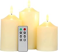 Vista 9 de JHY DESIGN Juego de velas 3D sin llama de 4/5/6 pulgadas de alta cera real, pilares LED parpadeantes con temporizador de control remoto de 8 teclas