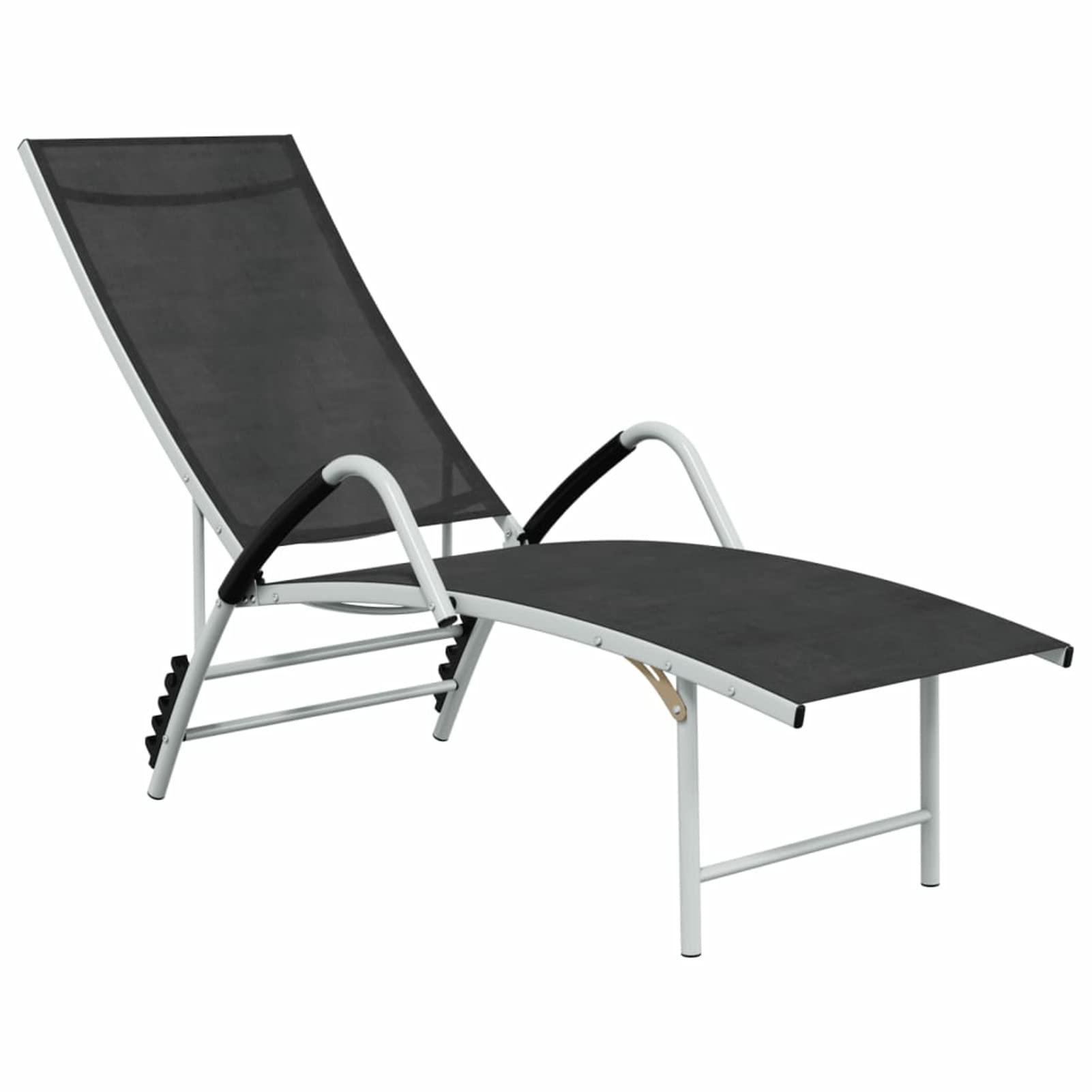 Homgoday Leżak tekstylny i aluminiowy czarny, leżak leżak, leżak ogrodowy, leżak na plażę, patio, basen i meble kempingowe