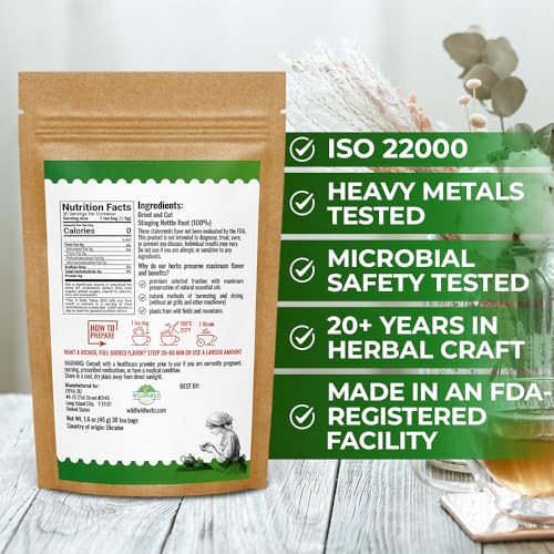 Image of 30 Bags Nettle Root Dried Stinging Nettle Root Herbal Tea - 30 Count 2g Bags Herb Tea Raiz De Ortiga