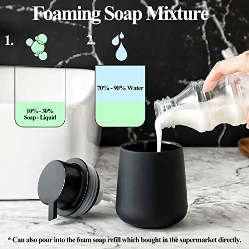BosilunLife Ceramic Bathroom Accessories Set 3 Pcs, Foaming Soap Dispenser and Toothbrush Holder with Tray, Modern Farmhouse Vanity Decor, Black Housewarming Gift by BosilunLife - Image 3
