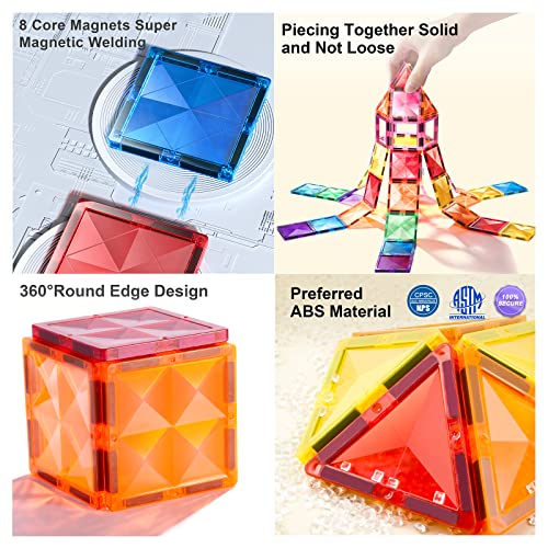 Mideer Magnetic Tiles, 100Pcs Building Blocks For Kids Age 3-5, 3D Magnets Building Set For Toddlers Preschool Educational Stem Toys Creativity Gifts For Kids 3 4 5 6 7 8+ Year Old Boys Girls #TOP2