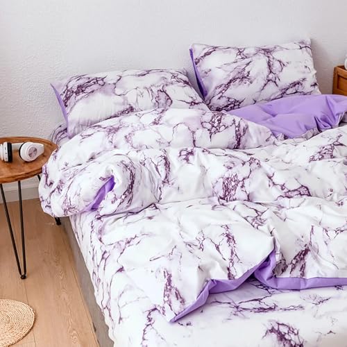 Housse de couette marbre violet 200x200 pour une chambre d'ado ou adulte cocooning