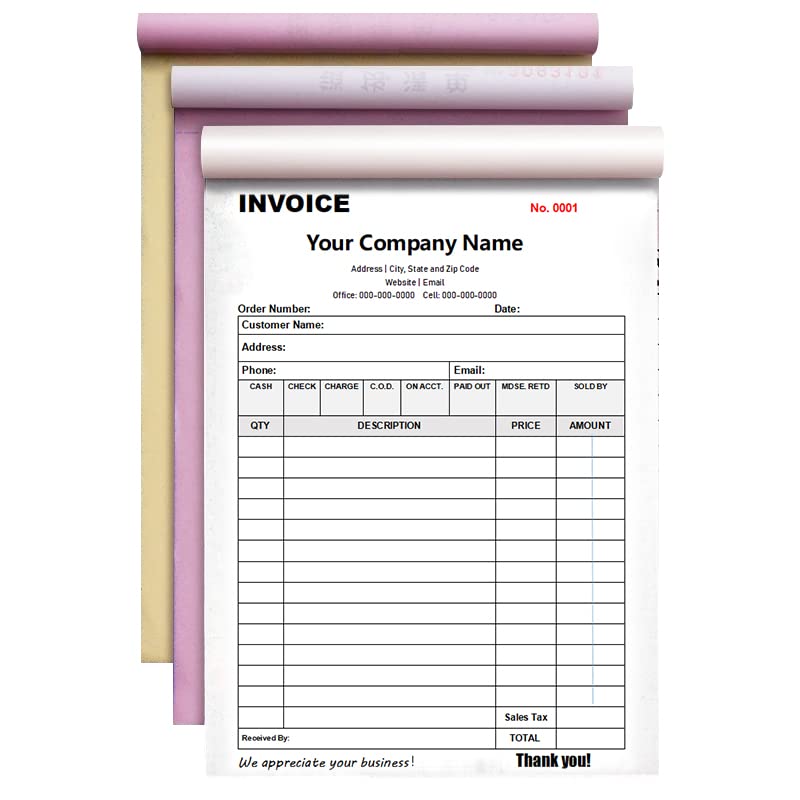 Amazon.com : Custom Invoice Form with Your Company Name,Personalized ...