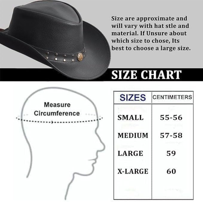 Unisex Leather Cowboy Hat Lightweight Handcrafted Western Shapeable Wide Brim | Western Hats for Men Black - Image 4