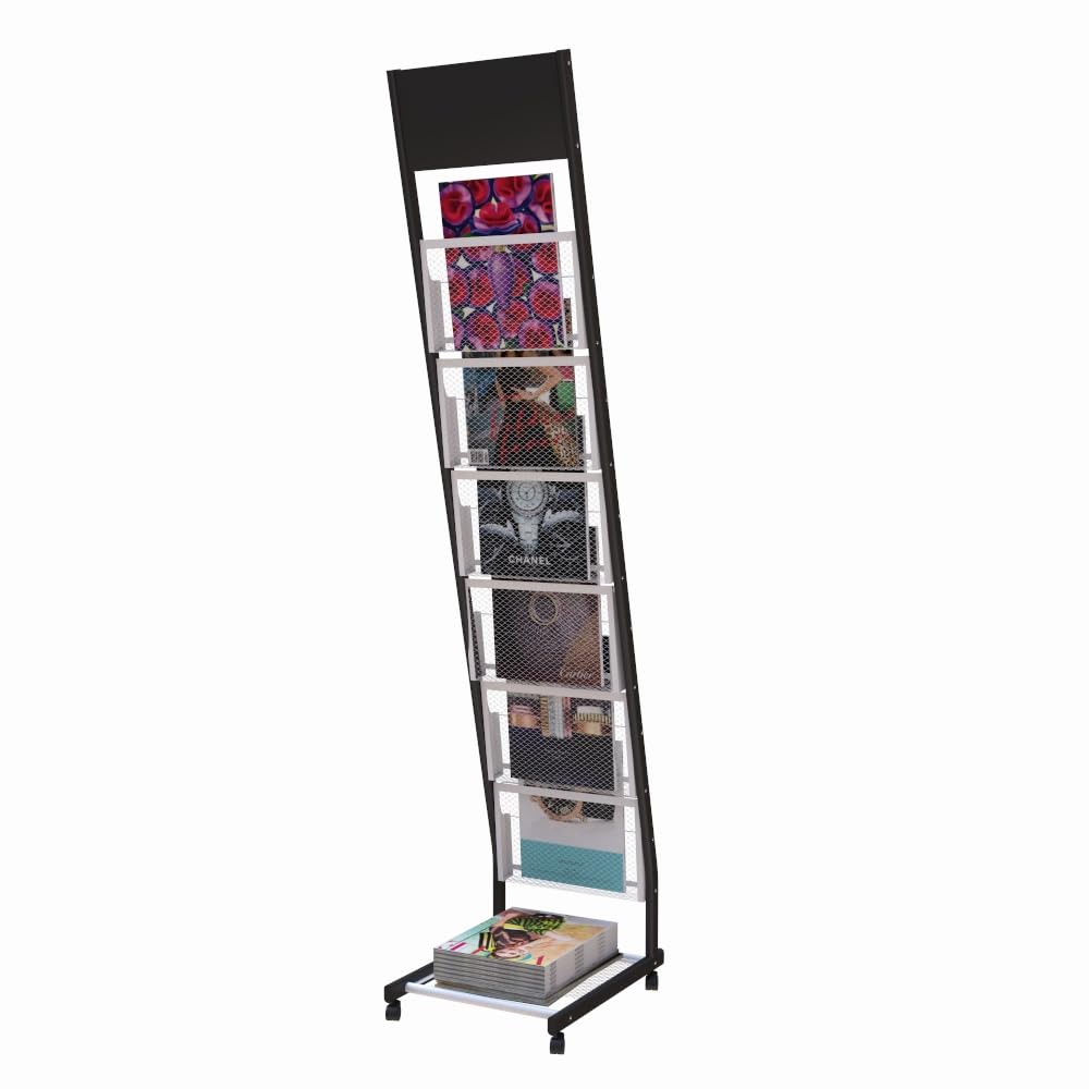 Présentoir Prospectus A4 Support Prospectus BLV 6 Étages - A4 Avec Roues - 133cm Pour Réception Et Bureau Support Prospectus BLV 6 étagères Roues Freinées 133cm