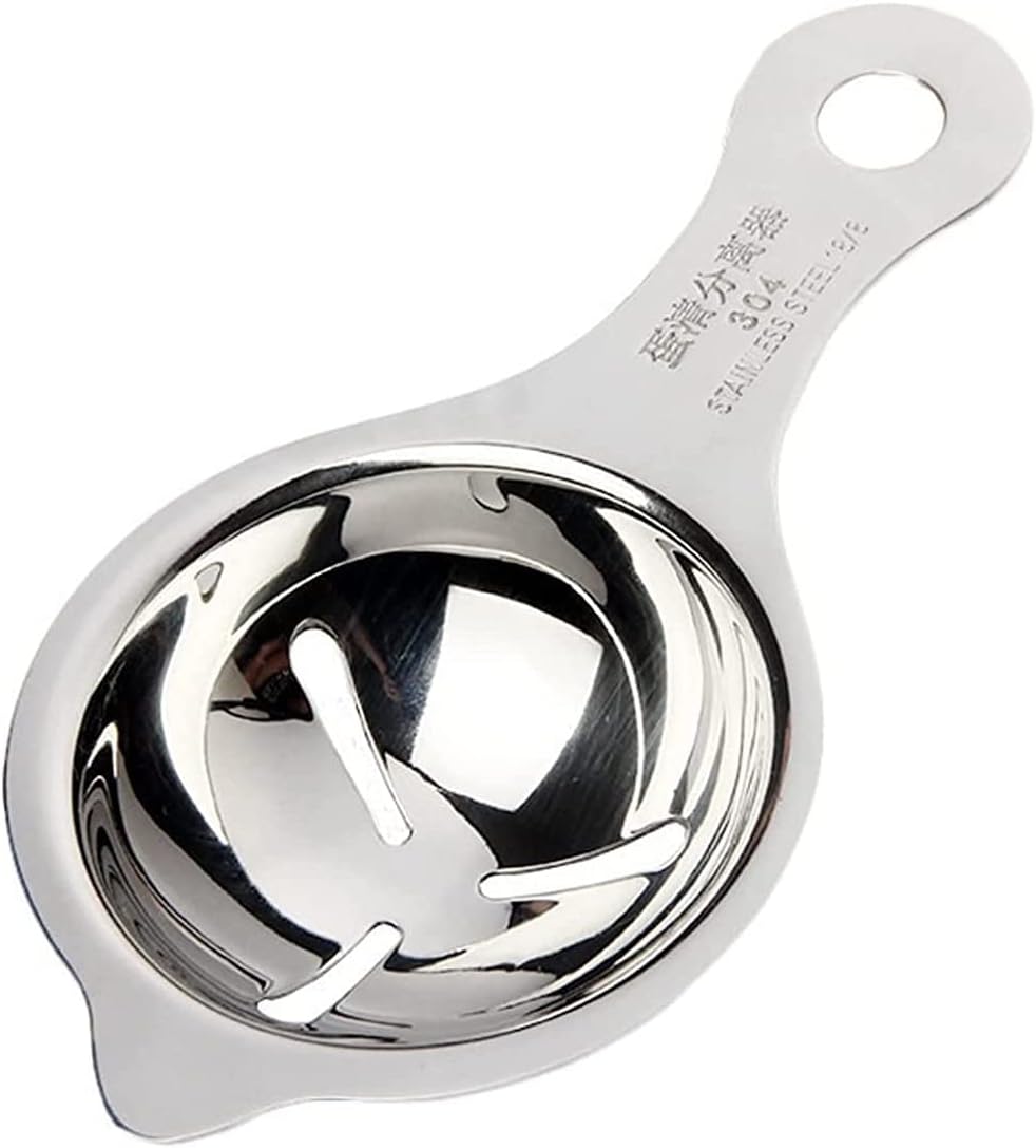 304 Stainless Steel Egg Yolk Separator, Egg Divider Dishwasher Safe, Professional Tool for Baking Cake, Egg Custards, Mayonnaise and More (1 PCS, Silver)