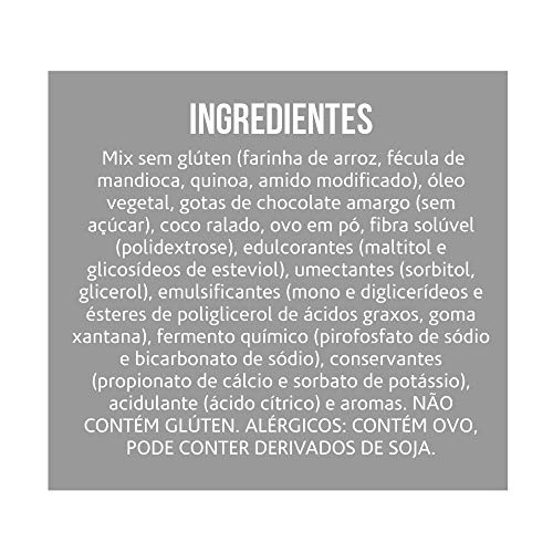 Display 10 unid Bolinho Coco com Gotas de Chocolate Sem Açúcar Sem Glúten Sem Leite Belive 40g cada