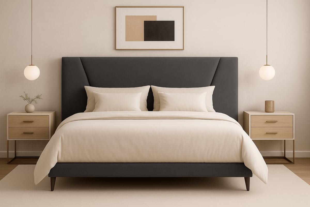 DecorQUALITY Cabecero Cama Malaga Moderno y Funcional Cabezal tapizado Acolchado con Tejido Anti Manchas fácil Limpieza también Disponible en Polipiel, Resistente y Duradero Gris Marengo 150 * 70Cm