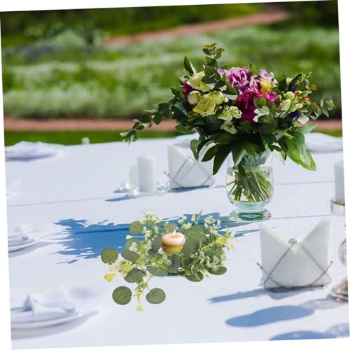 Couronnes bougies eucalyptus Cabilock | Kit de 4 pièces pour centre de table champêtre - 6