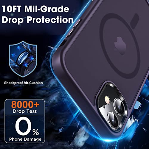 Image of MOCCA Magnetic Shockproof for iPhone 12 Case,Deep Purple | Fits iPhone 12 /12 Pro | 10ft Drop | Compatible with MagSafe | Anti-Slip Matte | Raised Camera & Screen Lip | Ultra-Slim