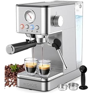KOIOS Espresso Machines, Upgraded 1200W Espresso Maker with Foaming Steam Wand, 20 Bar Semi-Automatic Steam Espresso Coffee Maker for home, Cappuccino & Latte Machine with 58oz Removable Water Tank
