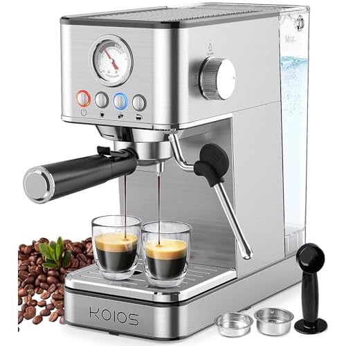 KOIOS Espresso Machines, Upgraded 1200W Espresso Maker with Foaming Steam Wand, 20 Bar Semi-Automatic Steam Espresso Coffee Maker for home, Cappuccino & Latte Machine with 58oz Removable Water Tank