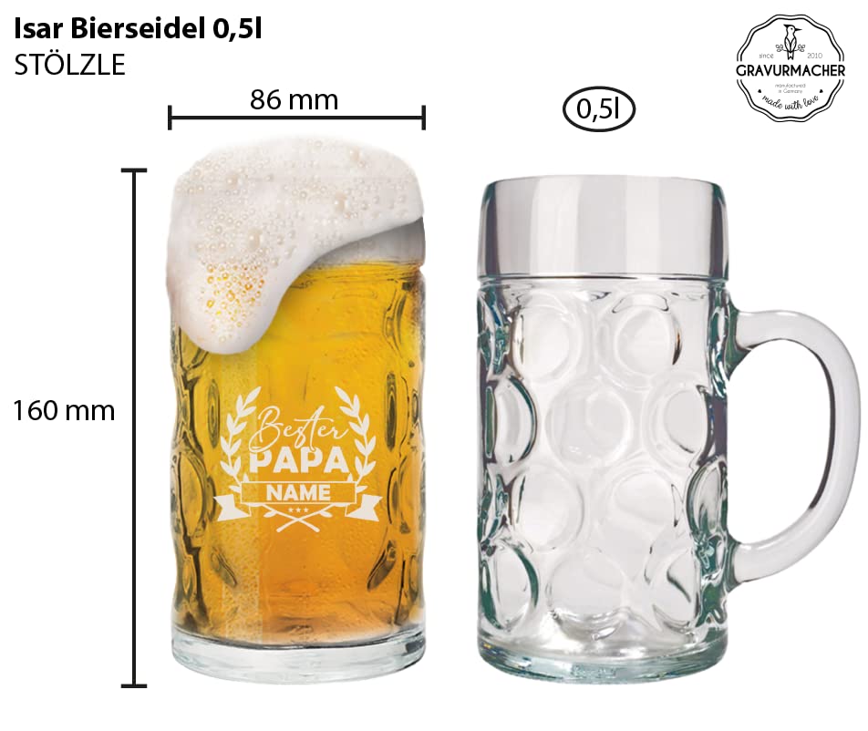 Chope à Bière Personnalisable 300 Ml - Verre Gravé - Cadeau Pour Homme (Fête Des Pères, Anniversaire) - 8