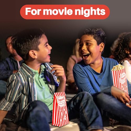 Image of MAQIHAN 50 Popcorn Bags Individual Servings - Flat Bottom Paper Popcorn Food Bags Party Pop Corn Sleeves Bulk Carnival Halloween Snack Packs Gift Favor Treat bolsas para palomitas Movie Night Supplies