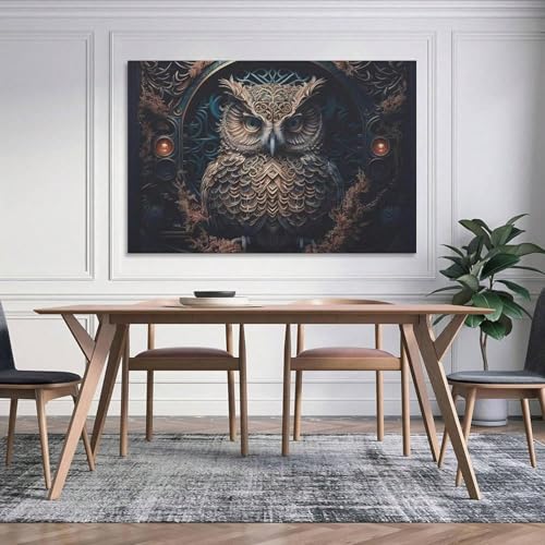 AIHNBF Ornate Owl Canvas Wall Art Print - Detailed Steampunk Animal Decor for Living Room, Bedroom, Office - Majestic & Mysterious Aesthetic, Canvas 80 x 120 cm steampunk buy now online AIHNBF Ornate Owl Canvas Wall Art Print - Detailed Steampunk Animal Decor for Living Room, Bedroom, Office - Majestic & Mysterious Aesthetic, Canvas 80 x 120 cm steampunk buy now online