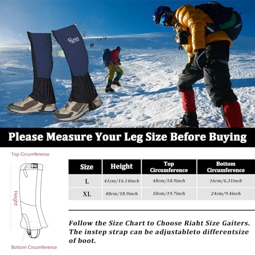 Leg-Gaiters-Waterproof-Snow-Boot-Gaiters-for-Snowshoeing-Hiking-Hunting-Running-Motorcycle-Anti-Tear-Oxford-Fabric-TPU-Instep-Belt-Metal-Shoelace-Hook-for-Outdoor
