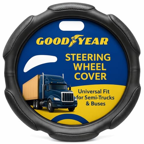 Goodyear 18' Semi Truck Steering Wheel Cover Non Slip Grip, Comfortable, Heavy-Duty Protection, Compatible with Freightliner, Bus, Trucks