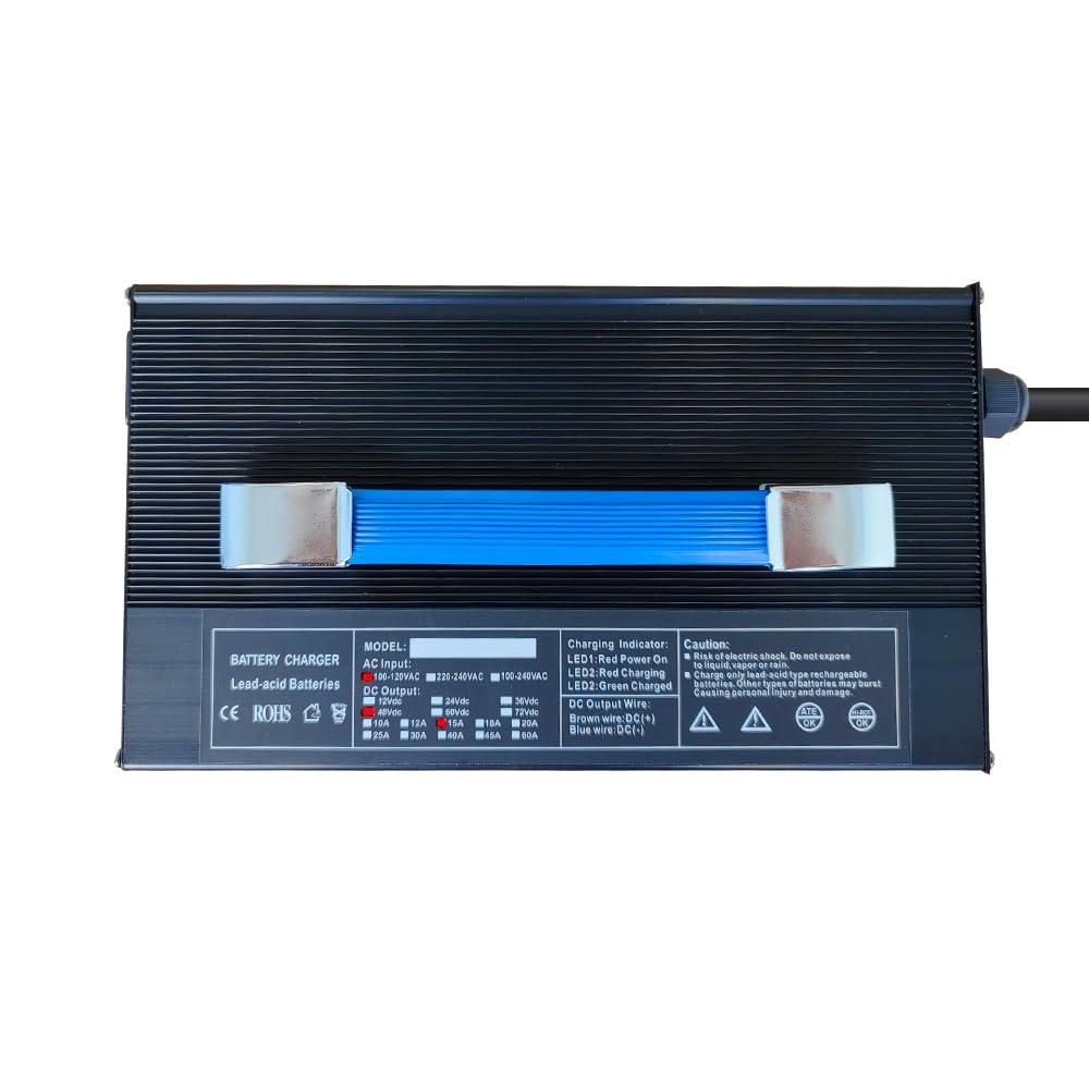 Abakoo New 48 Volt 15 Amp for Club Car Golf Cart Battery Charger w/ 3 Pin Round Plug