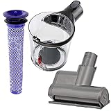 Cubo de basura inalámbrico de mano + filtro premotor + mini cepillo turbina motorizado fabricado por Spares2go para adaptarse a aspiradora Dyson.