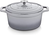 Vista 9 de vancasso Horno holandés ovalado de hierro fundido esmaltado, 9.3 cuartos de galón con revestimiento de esmalte antiadherente para hornear pan, olla