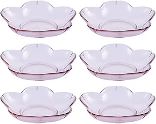 WAIT FLY 6pcs Sakura Shaped Glass Seasoning Dishes/Tea Bag Holders/Ketchup Saucer/Appetizer Plates/ Salad Bowls, Set of 6