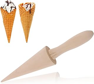 Ice Cream Roll Maker, Wooden Waffle Cone Roller Ice Cream Cone Mold Cream Horn Pastry Roll Molds Wooden Pastry Roll Molds DIY Cooking Baking Tool, 9.1inch