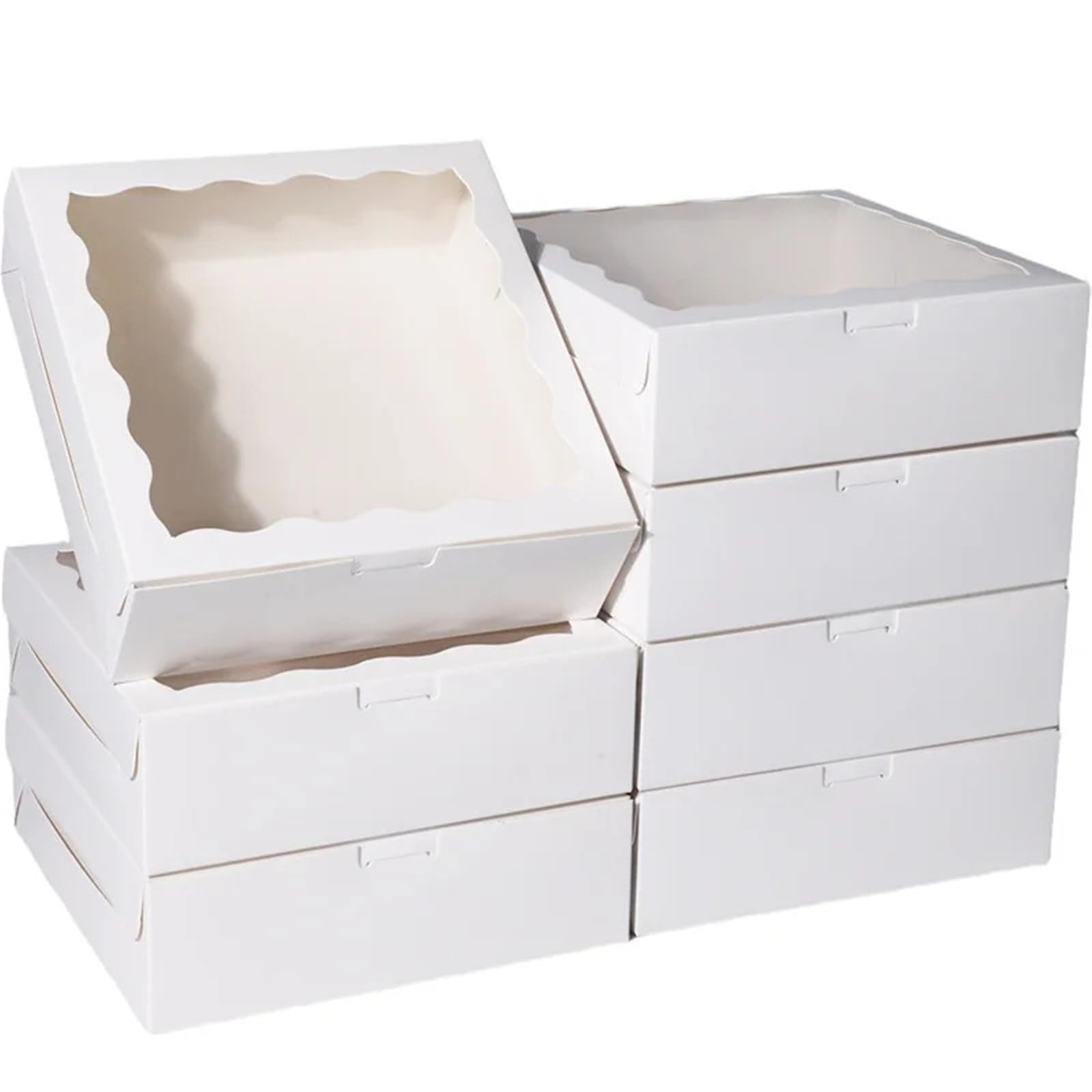 Caja embalaje 10pcs White Transparent With Window Packaging For Chocolate Doughnut Storage Baking para tartas(White)