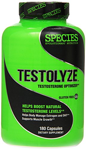 Species Nutrition Testolyze, Natural Testosterone Booster with 1250mg Tribulus, D-Aspartic Acid, DIM, and Maca, PCT Support and Anti-Estrogen 180 Caps