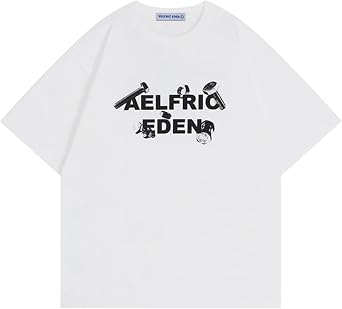 Aelfric Eden Mens Graphic Tees Number Screw Print Tee Oversized Cotton Y2k Streetwear Tops