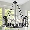 6 light farmhouse chandelier rustic black chandelier for dining roomadjustable pendant lightdrum chandelier for kitchen island entryway bedroom hallway217e26  urban country home decor