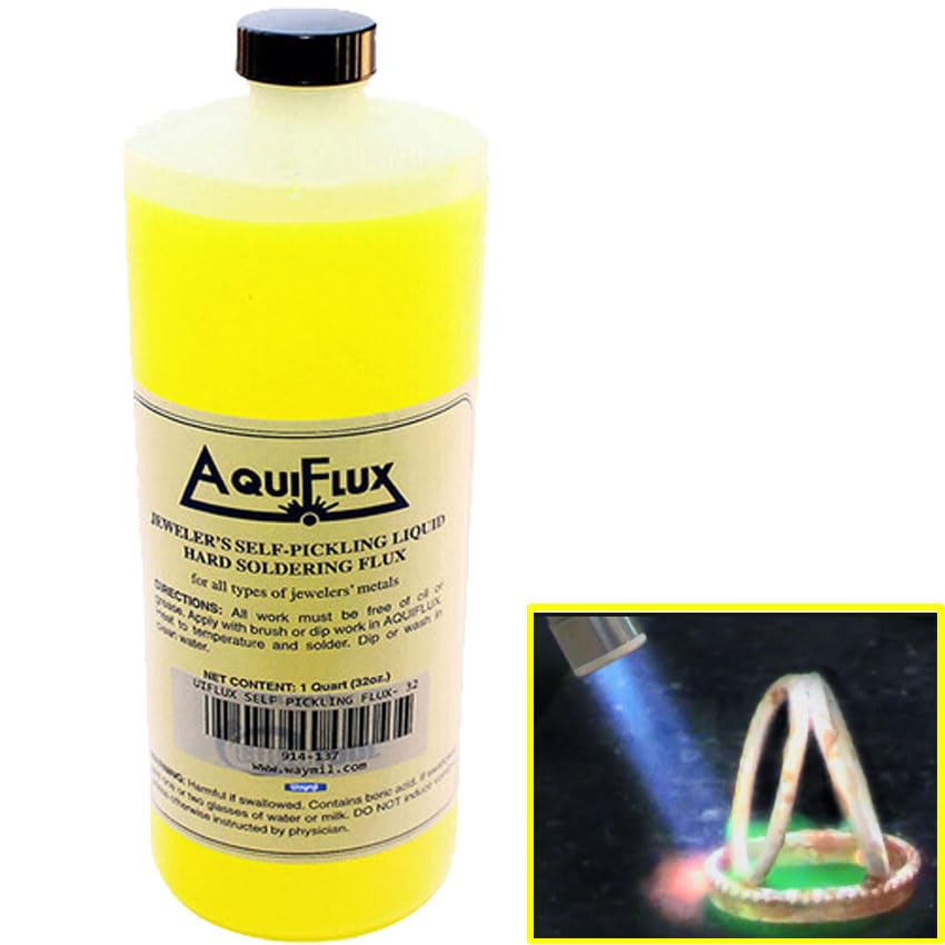 Aquiflux Self Pickling Flux Gold Silver Jewelry Soldering 32 Oz90.94 lt) with Two Brushes