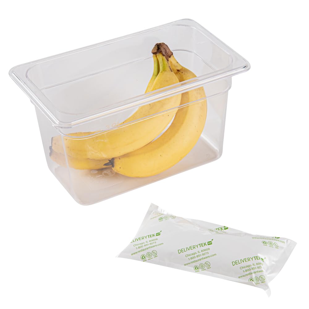 Delivery Tek 20 x 9,4 cm Versandkühlakkus, 100 langlebige Kühlakkus – einfach zu bedienendes Design, auslaufsicher, Kunststoff-Trockeneisbeutel, wiederverwendbar, für gefrorenes Fleisch, Gemüse oder