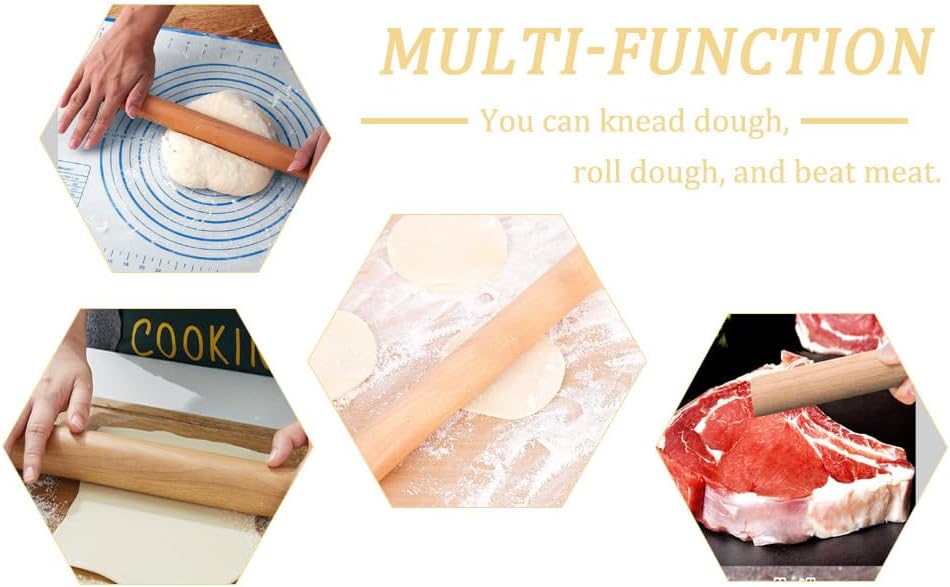 Professional Beech Wood Rolling Pin 29cm - Smooth Non-Stick Design, No Handle, Suitable for Baking Pizza/Pie/Cookies/Dumpling Wrappers/Pastry Dough. thumbnail