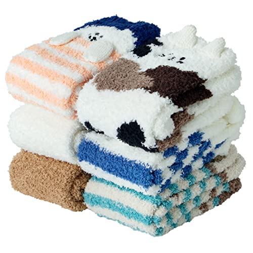 Image of Loritta 6 Pairs Womens Fuzzy Socks, Winter Warm Fluffy Slipper Socks