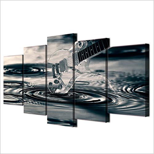 YUGUO 5 Canvas Prints Modern Wall Art Canvas Hd Printed Oil Painting Frame Modular Poster Pieces Transparent Guitar Water Home Decor Pictures