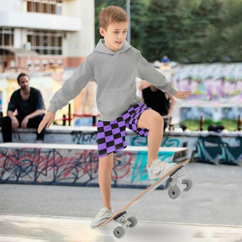 J JOYSAY Black Red Buffalo Plaid Check Boys Athletic Shorts Kids Youth Casual Shotrs with Elastic Waistband Pockets4
