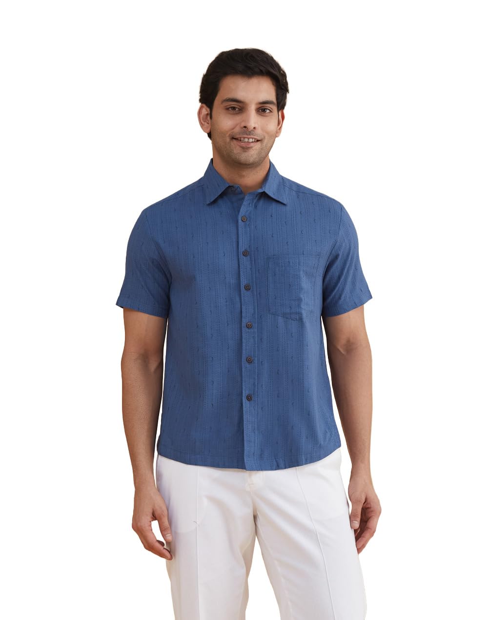 fabindia Fabnu Men Cotton Printed Regular Collar Half Sleeves Everyday Comfort Fit Shirt-picture-19
