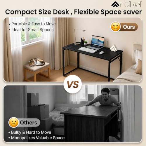 Image of Artikel Foldy Wooden Foldable Study Table Computer Desk for Home Office| Compact Portable Writing Desk for Students, Adults| No Assembly Folding Laptop Table, Workstation & PC Desktop Tables 80*40cm